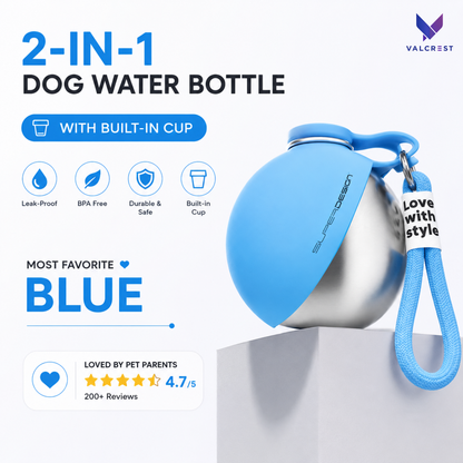 2-in-1 Portable Dog Water Bottle with Built-in Bowl (Leak-Proof)