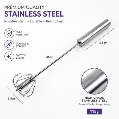 Stainless Steel Semi-Automatic Egg Beater Set of 2