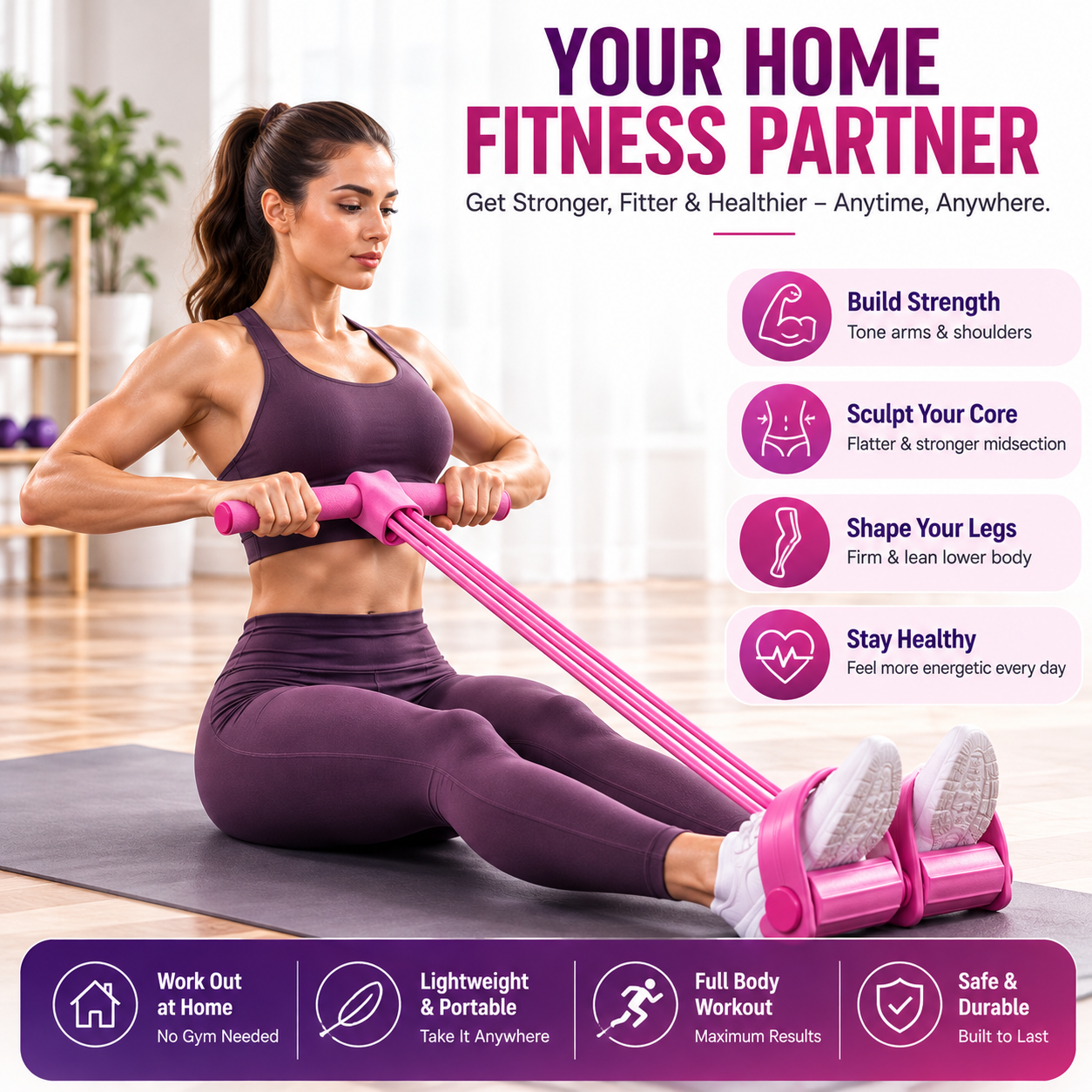 Pedal Resistance Band – Full-Body Home Workout Trainer