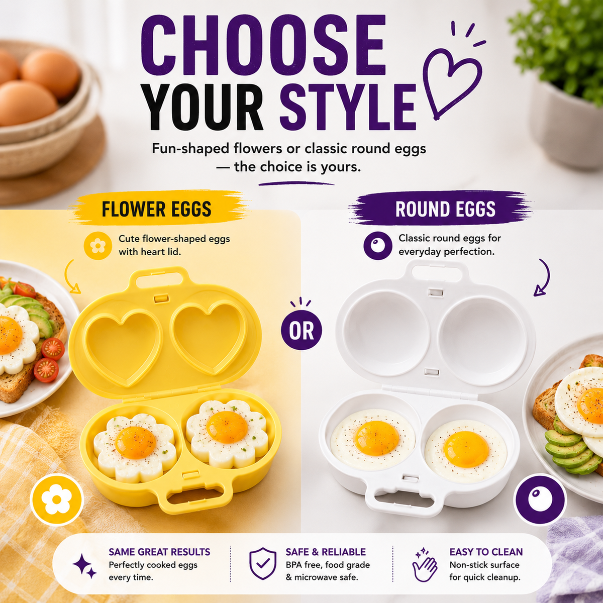 2-Pack Microwave Egg Poacher – Easy Egg Cooker