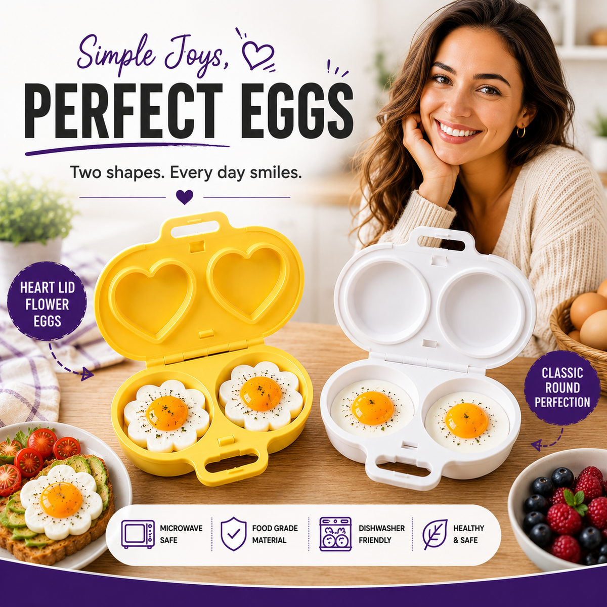 2-Pack Microwave Egg Poacher – Easy Egg Cooker
