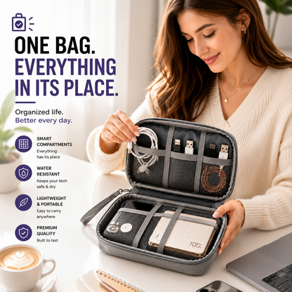 Double Layer Waterproof Travel Electronic Organizer Bag