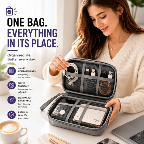 Double Layer Waterproof Travel Electronic Organizer Bag