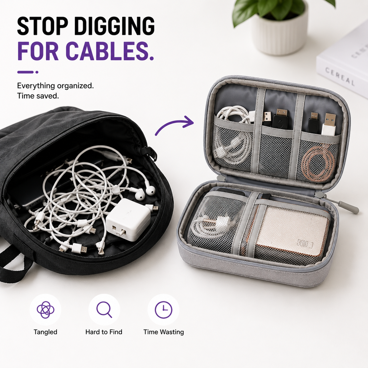 Double Layer Waterproof Travel Electronic Organizer Bag