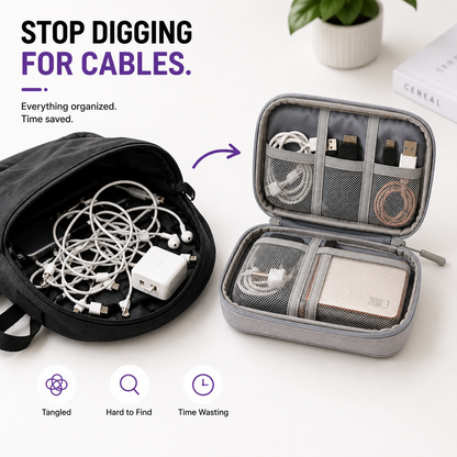 Double Layer Waterproof Travel Electronic Organizer Bag