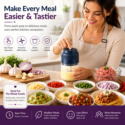 Mini USB Rechargeable Food Chopper & Garlic Grinder - 350 ml