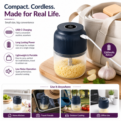 Mini USB Rechargeable Food Chopper & Garlic Grinder - 350 ml