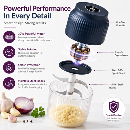 Mini USB Rechargeable Food Chopper & Garlic Grinder - 350 ml