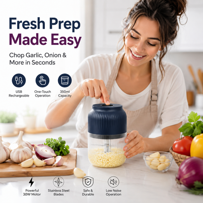 Mini USB Rechargeable Food Chopper & Garlic Grinder - 350 ml