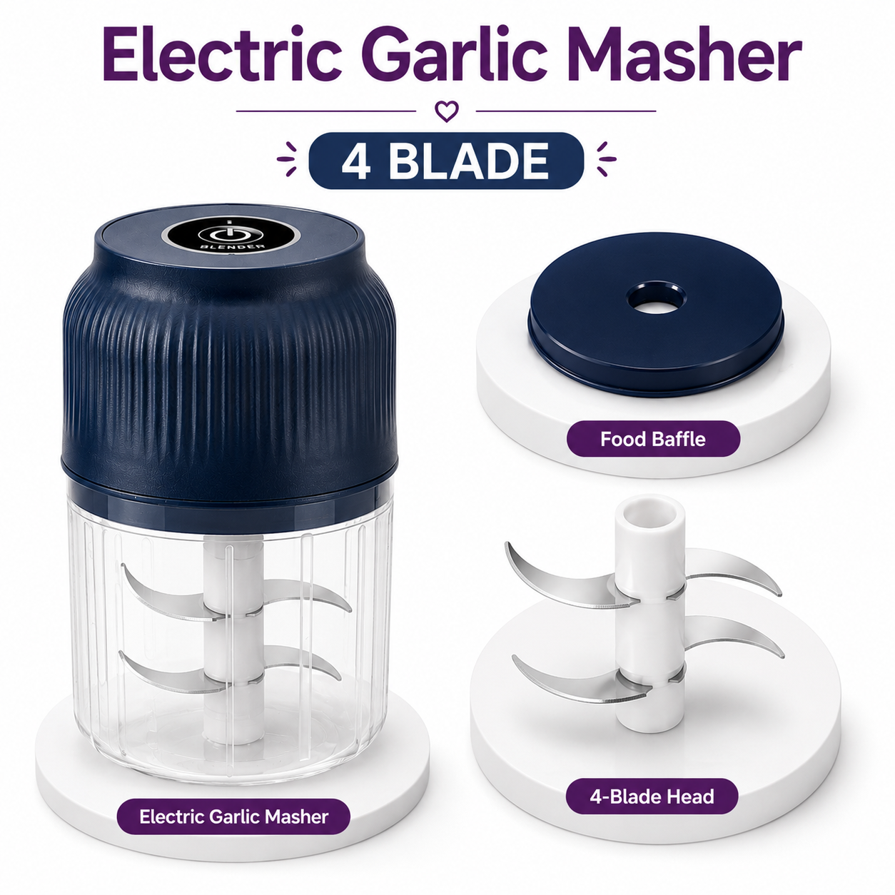 Mini USB Rechargeable Food Chopper & Garlic Grinder - 350 ml