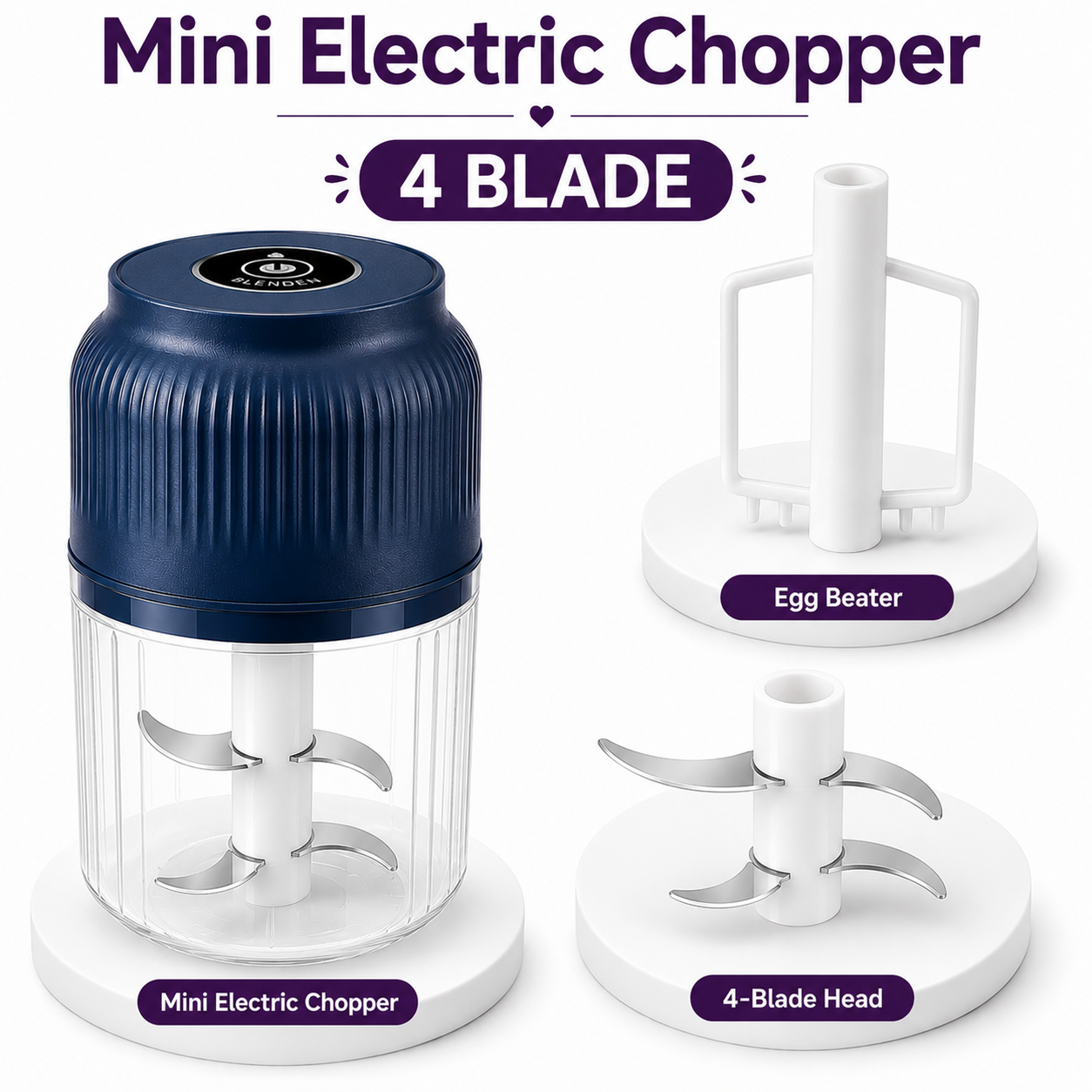 Mini USB Rechargeable Food Chopper & Garlic Grinder - 350 ml