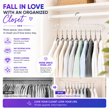 9-Hole Space Saving Clothes Hanger Organizer - Pack of 2