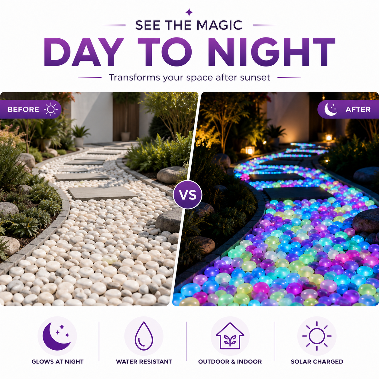 Solar Glow Luminous Garden Stones for Outdoor Décor