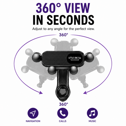 360° Gravity Lock Car Phone Holder – Anti-Shake Vent Mount