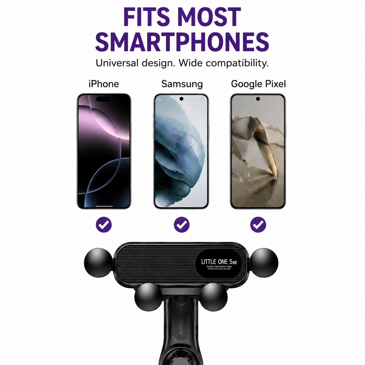 360° Gravity Lock Car Phone Holder – Anti-Shake Vent Mount