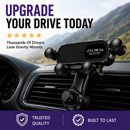 360° Gravity Lock Car Phone Holder – Anti-Shake Vent Mount