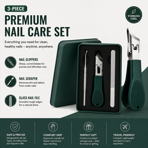 3 Pcs Large Opening Anti-Splash Bevel Nail Clippers Set