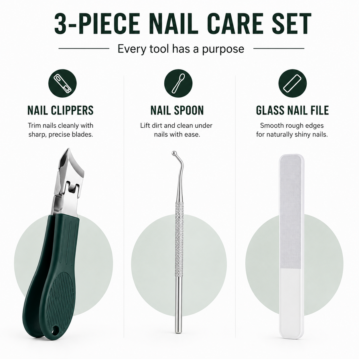 3 Pcs Large Opening Anti-Splash Bevel Nail Clippers Set