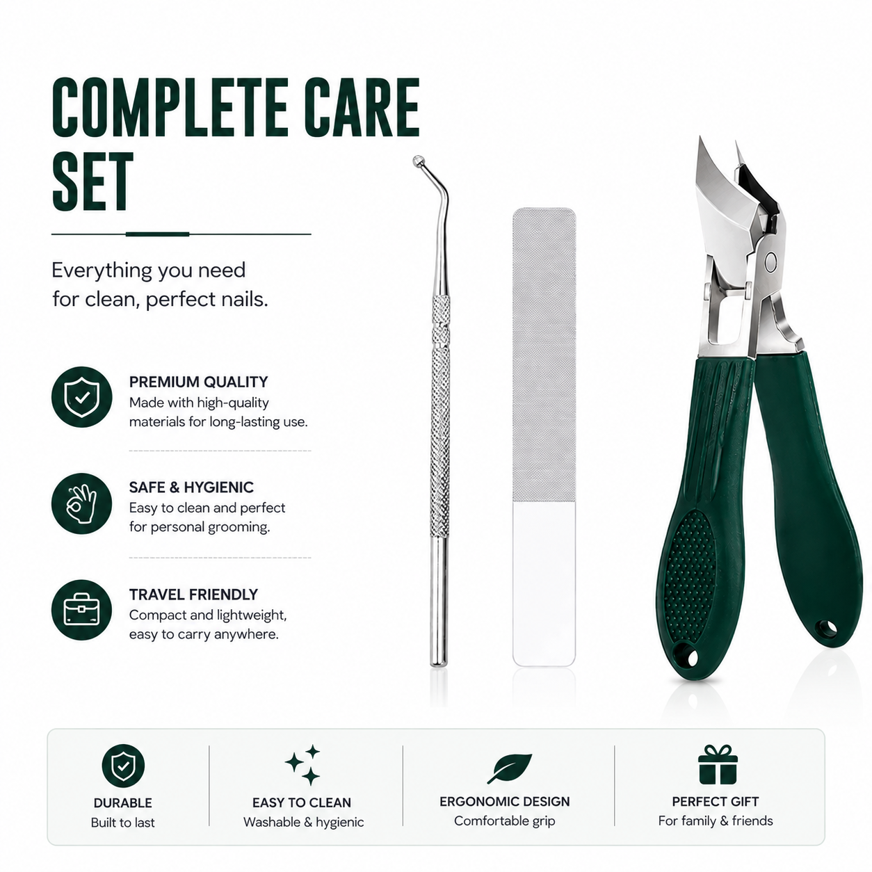 3 Pcs Large Opening Anti-Splash Bevel Nail Clippers Set