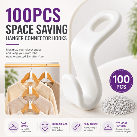 100 PCs Space Saving Hanger Connector Hooks
