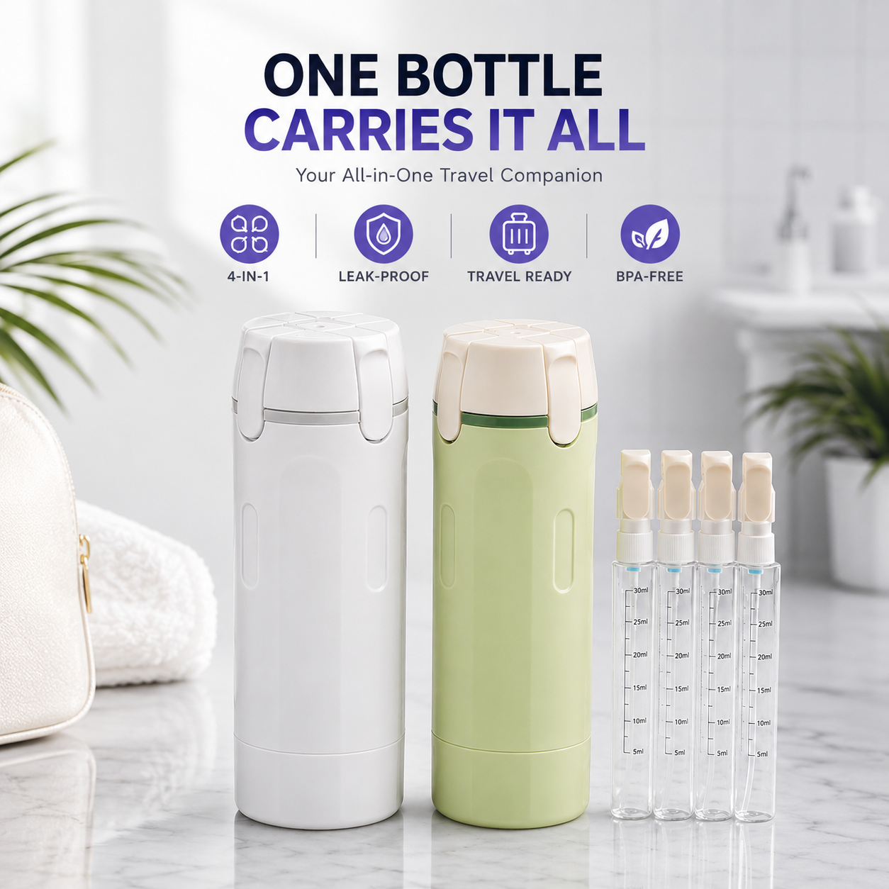 4-in-1 Leakproof Travel Dispenser for Toiletries