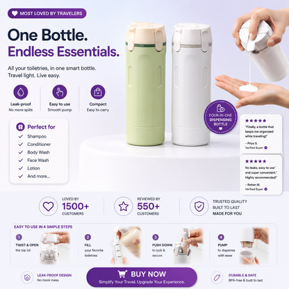 4-in-1 Leakproof Travel Dispenser for Toiletries