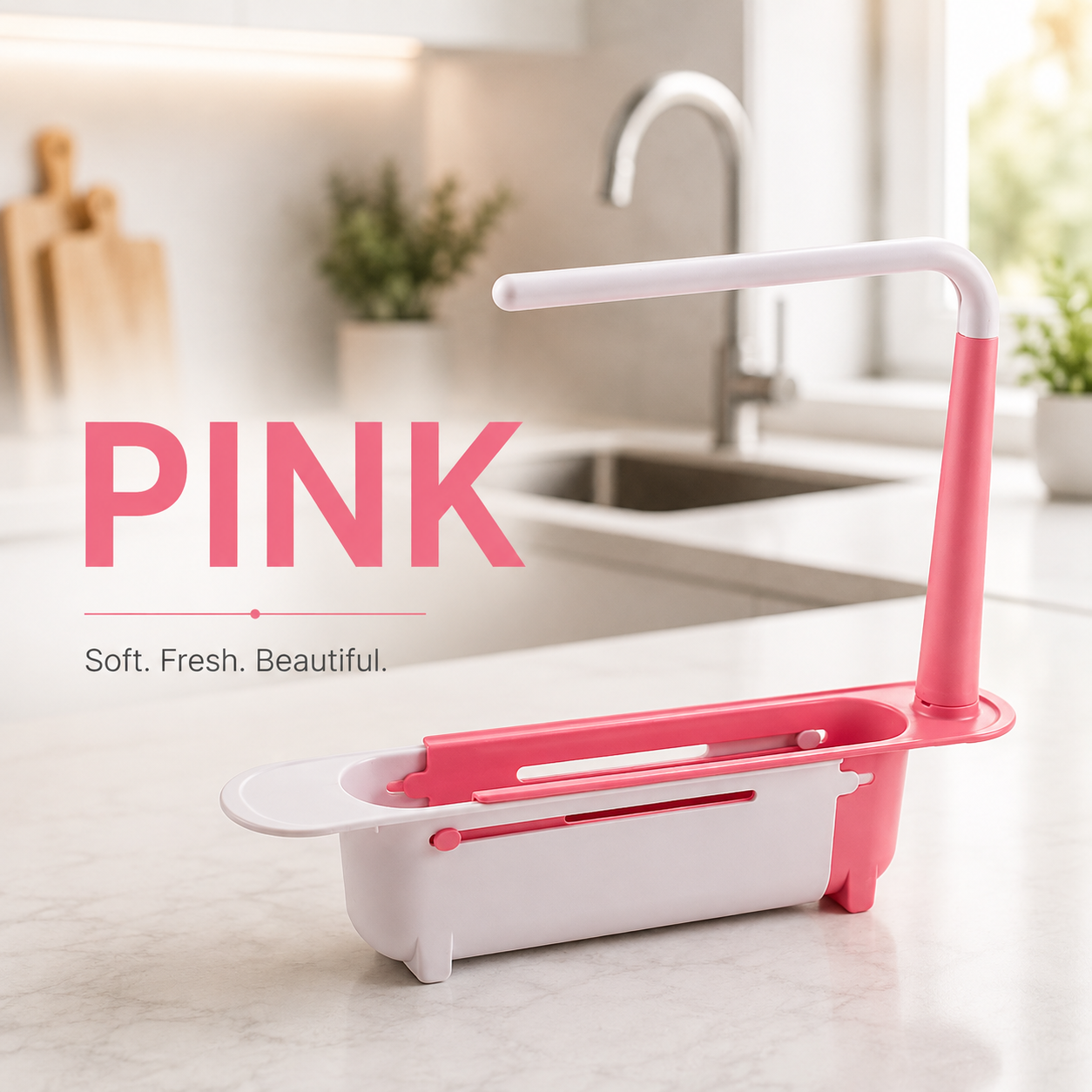 Telescopic Kitchen Sink Rack – Adjustable Drain Basket & Organizer
