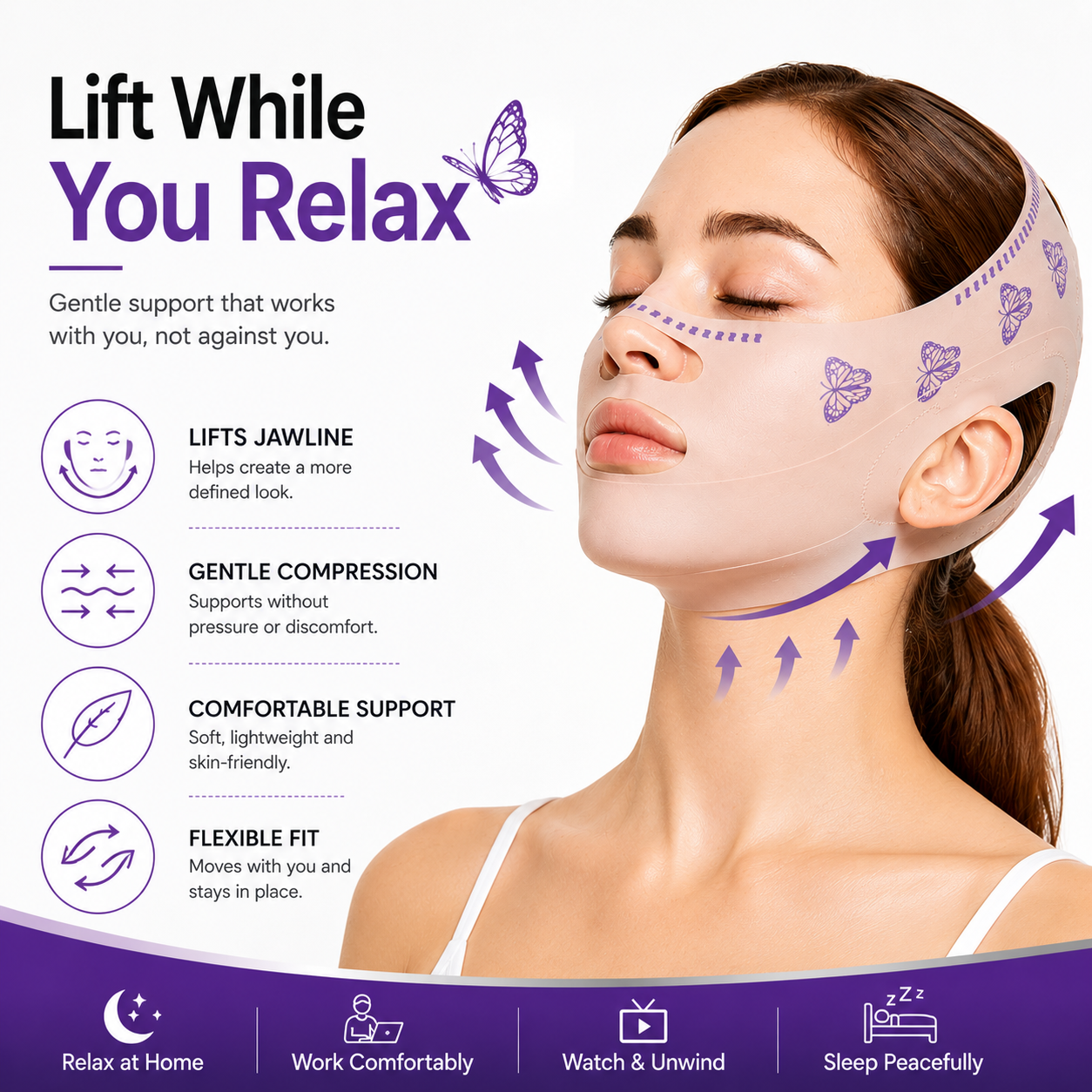 V-Line Lifting Mask for Face Slimming and Jawline Support - Pack of 2