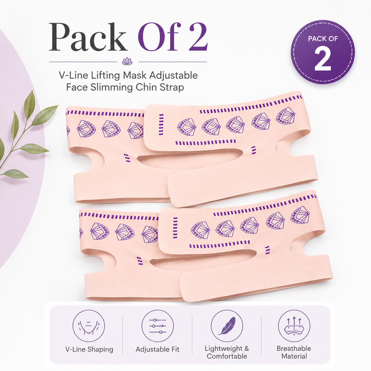 V-Line Lifting Mask for Face Slimming and Jawline Support - Pack of 2