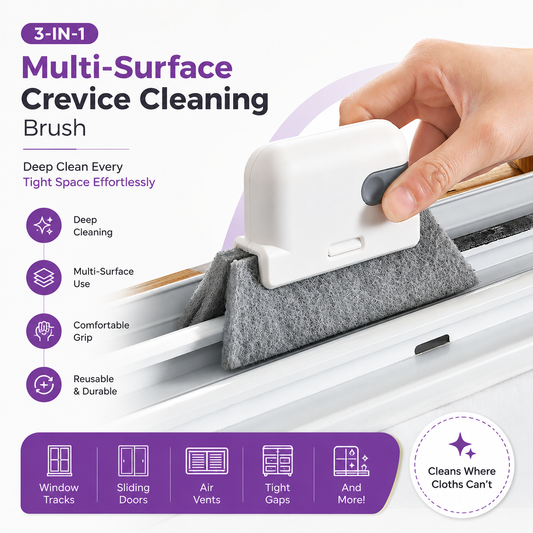 Window Track Cleaning Brush with Built-in Dirt Scraper - Set of 2