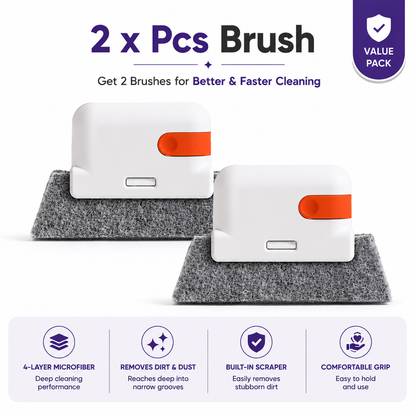 Window Track Cleaning Brush with Built-in Dirt Scraper - Set of 2