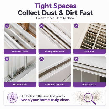 Window Track Cleaning Brush with Built-in Dirt Scraper - Set of 2