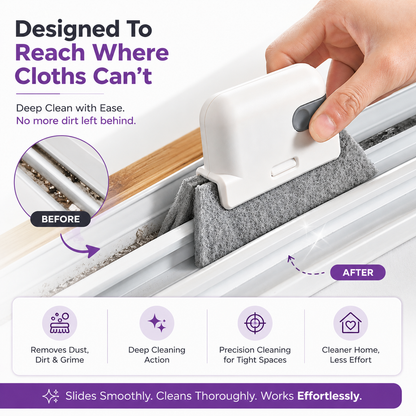 Window Track Cleaning Brush with Built-in Dirt Scraper - Set of 2