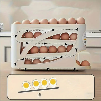 Rolling Slide Egg Storage Box – Refrigerator Organizer 4-Layer