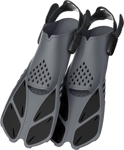 Professional Snorkeling Fins for Men & Women, High-Elasticity Adjustable Short Flippers, Durable Swim Fins