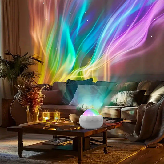 Colorful Water Ripple Projection Night Light – Aurora & Starry Sky Ambient Lamp