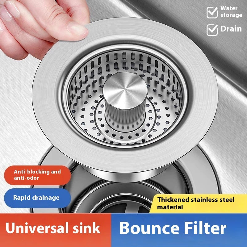 3-in-1 Stainless Steel Kitchen Sink Filter Strainer & Drain Cap