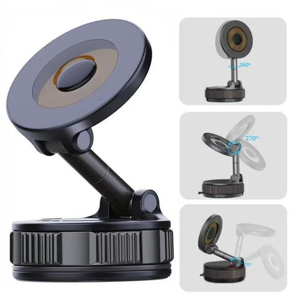 Magnetic Vacuum Phone Holder – Foldable Adjustable Car Mount with Strong Suction