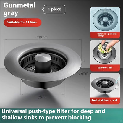 3-in-1 Stainless Steel Kitchen Sink Filter Strainer & Drain Cap