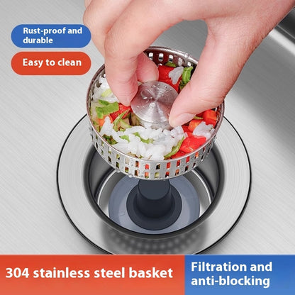 3-in-1 Stainless Steel Kitchen Sink Filter Strainer & Drain Cap