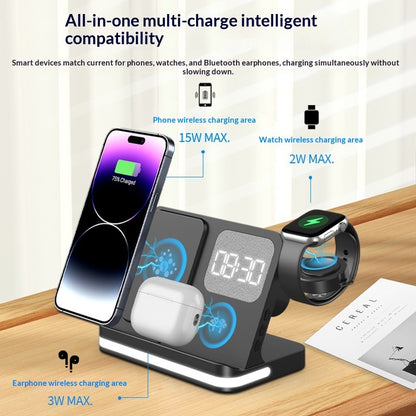 Smarter Wecker mit kabellosem Ladegerät – 7-in-1 Ladestation für Telefon, Uhr und Ohrhörer