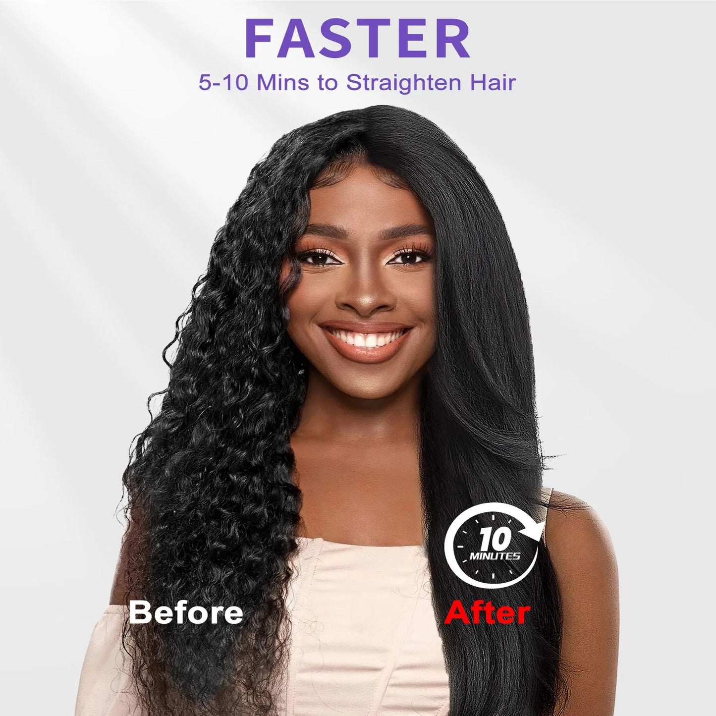 Steam Hair Straightener Brush – Ionic Anti-Frizz Heated Straightening Comb with Ceramic Teeth