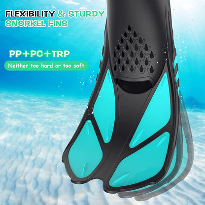 Professional Snorkeling Fins for Men & Women, High-Elasticity Adjustable Short Flippers, Durable Swim Fins