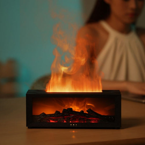 Fireplace Simulation Flame Aroma Diffuser – LED Humidifier with Remote Control