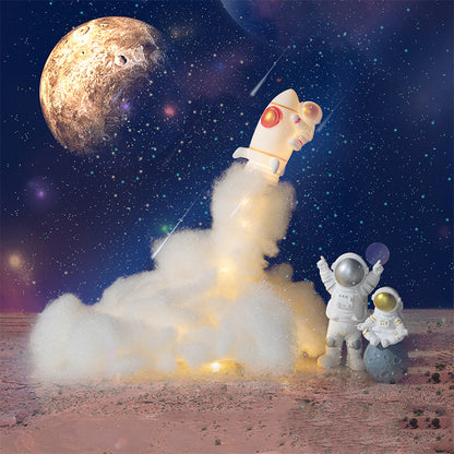 Creative LED Astronaut Rocket Night Light DIY Desk Lamp for Kids & Students