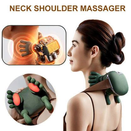 Electric Neck & Shoulder Massager – Wireless Kneading Massage with Heat for Pain Relief
