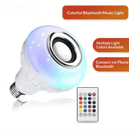 LED Bluetooth Speaker Bulb E27, Colorful RGB Wireless Smart Light, Remote Control Music Bulb