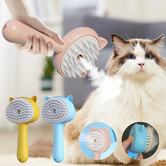Steam Cat Grooming Brush – Rechargeable Pet Hair Remover & Massage Comb