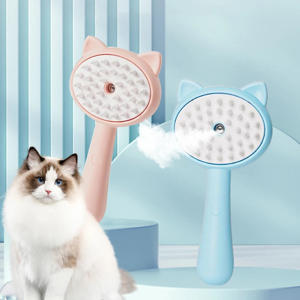 Steam Cat Grooming Brush – Rechargeable Pet Hair Remover & Massage Comb