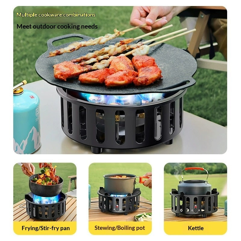 Portable Cassette Stove for Outdoor Cooking, All-in-One Gas Stove, Black Cartridge Stove for Camping, Hiking & Picnics
